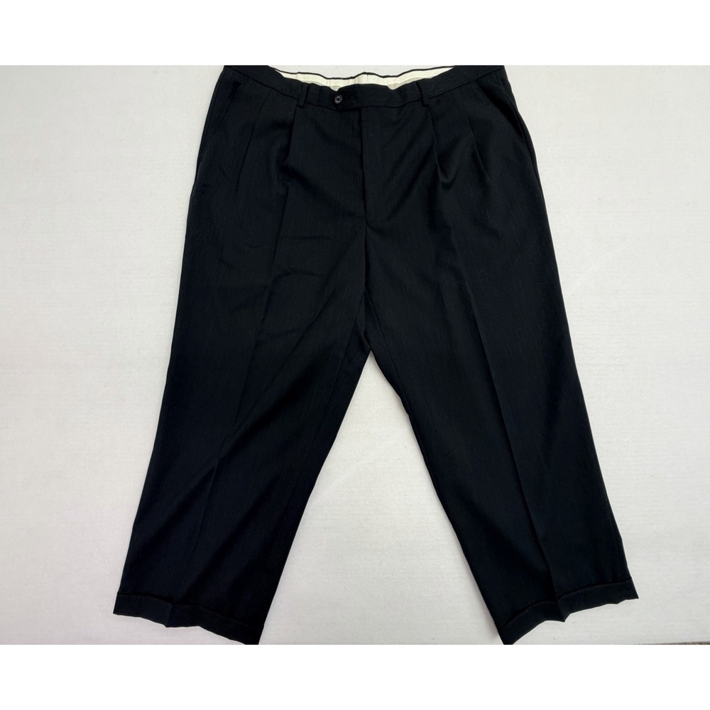 Pronto Uomo Firenze 44x27"  100% Worsted Wool Dress Pants Black Made In Italy